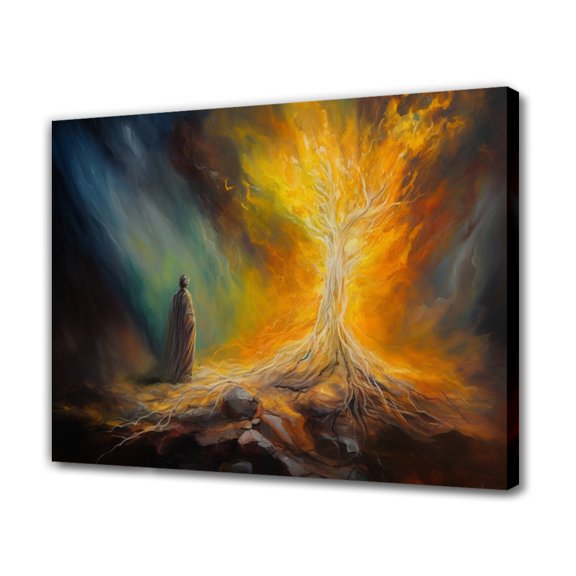 Abstract Art Painting A Figure In A Robe Contemplate A Colossal Tree Root Rising From The Ground Canvas Poster Bedroom Decor Sports Landscape Office Room Decor Gift,Frame-style,20x30inch(50x75cm)