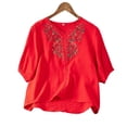 thumbnail image 5 of Lpmadey Floral Embroidered Tops for Women 3/4 Sleeve Boho Vacation Dressy Casual Shirts V Neck Tunic Tshirt, 5 of 7