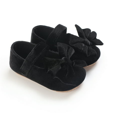 

Mialoley Spring Autumn Toddlers Princess Shoes Bow Decoration Non-slip Shoes