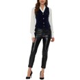 thumbnail image 2 of INSPIRE CHIC Women's Waistcoat Steampunk Velvet Christmas Sleeveless Button Down V-Neck Suit Vests XL Dark Blue, 2 of 6