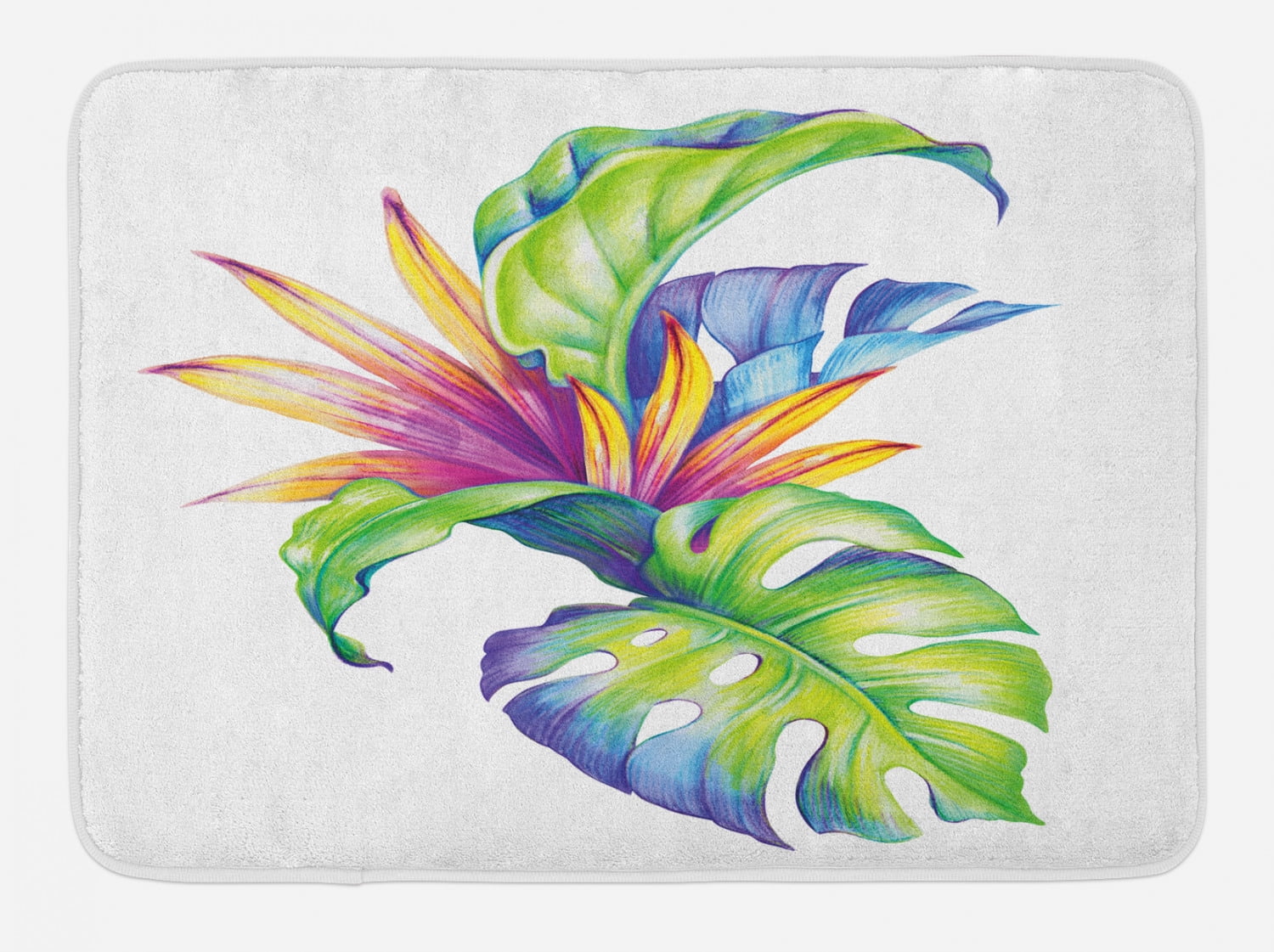 Tropical Hawaiian Floral Print Floor Mat
