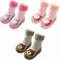 thumbnail image 1 of Pack de 3 calcetines para bebé, zapatillas antideslizantes con forro, zapatos de cabaña para primeros pasos de invierno, 1 of 5