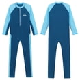 thumbnail image 3 of Aislor Unisex Kids One-piece Sun Protection Swimwear Long Sleeve Full Cover Surfing Swimsuit A Sky Blue 5-6, 3 of 7