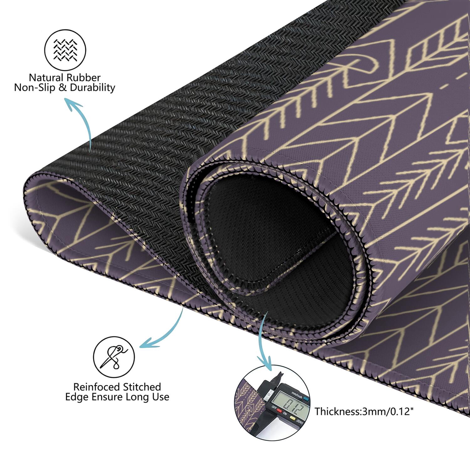 Boho Style Large Non-Slip Playing Surface for Mahjong 31.5x31.5 Inch Rubber Mat with Noise Dampening for Card Games Board Games and Game Room Decor