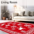 thumbnail image 2 of ODIKA 5'x7' Machine Washable Non-Slip Area Rug, Festive Snowflake and Elk Motif with Interlocking Pine Trees Accent High Traffic Rug, Red, 623241, 2 of 7