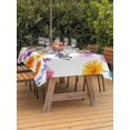 thumbnail image 3 of Outdoor Tablecloth with Umbrella Hole for Patio/Picnic/Party, Summer Floral Waterproof Table Cloth Rectangle Table Cover Washable, Welcome Colorful Daisy Flowers Pastoral Botanical (60"x 102"), 3 of 9