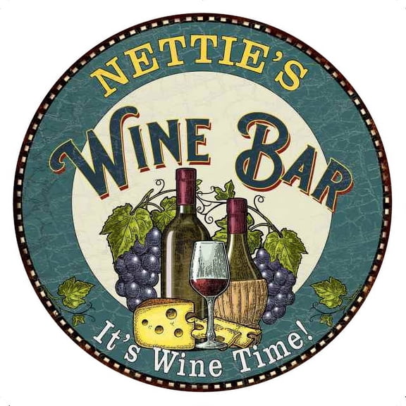 NETTIE'S Wine Bar 14" Round Metal Sign Wall Gift 100140043348