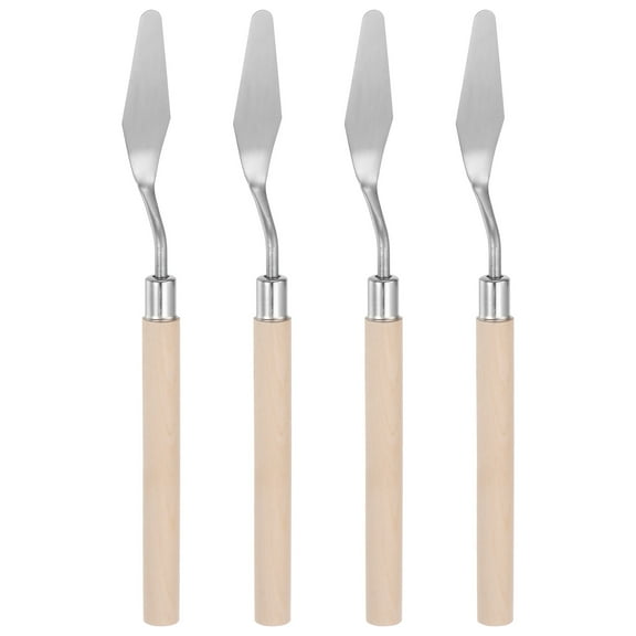 Uxcell 4 Packs 15mm Width No.4 Stainless Steel Palette knife Spatula Oil Painting Knife Wood Handle