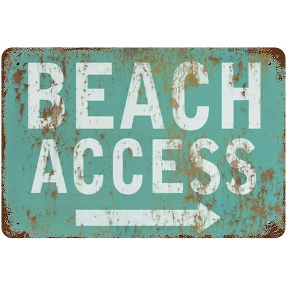 Tin Sign 5.5x8 Inch Retro Rustic Beach Metal Sign Decor Beach Access Coastal Nautical Art Decor Rustic Shabby Seaside Summer Vacation Cottage Modern Coastal Farmhouse Home Art Sign Wall Decor