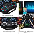 thumbnail image 1 of Electric Electric Drum Set Portable Drum Pad Kit 9 Pads Built in Speaker LED Display Screen Monitoring with Colored Lights 2 Drum Stick 2 Foot Pedals USB Or Battery Powered Musical, 1 of 7