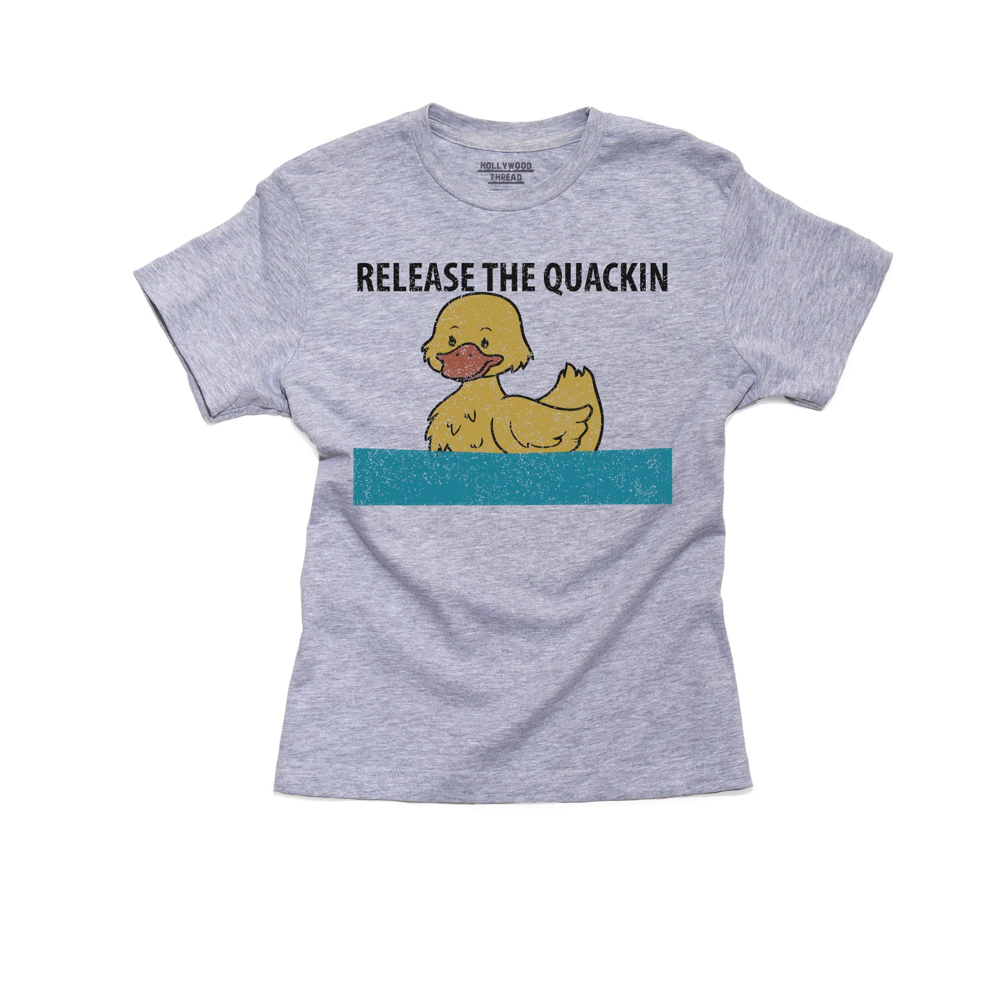 Release the Quackin - Yellow Rubber Ducky Quacking Girl's Cotton Youth Grey  T-Shirt - Walmart.com