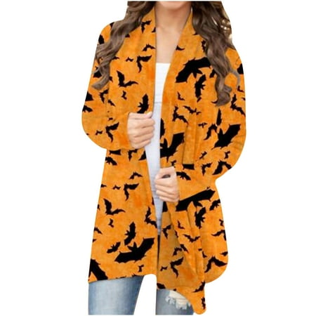 

Cardigan for Women Lightweight Long Sleeve Open Front Elegant Halloween Cardigan Jacket Coat Workout Tops for Women Funny Print Fall Cardigans for Women