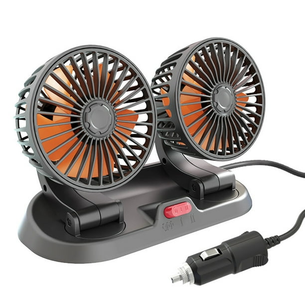 Electric Car Fan Dual Head Automobile Fans 2 Speed Adjustable Cooling Fan 360° Rotatable Dashboard Fan Portable Fan with Cigarette Lighter/USB Powered for Vehicles Home - Walmart.com