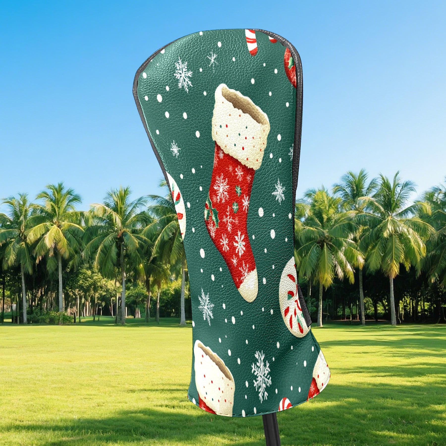 Golf Club Covers PU Leather Waterproof Head Covers for Fairway Woods Hybrids Christmas Stockings