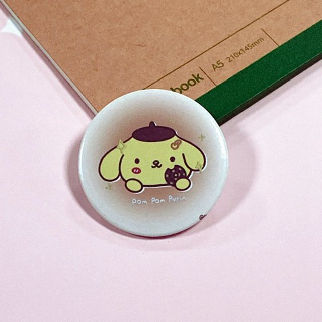 Sanrio-broche de pompón de dibujos animados Kawaii, Parche de broche de chica, Pin colgante de moda, regalos de joyería decorativos