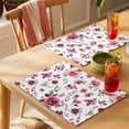 thumbnail image 4 of Spring Flowers Placemats Set of 12, Pink Wildflowers Leaf Non-Slip Place Mats Washable Table Mats for Kitchen Dining Table Decorations Indoor/Outdoor, 4 of 9