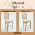 thumbnail image 4 of French Country 43.31 Inch Height Bar Stools Set of 2 Solid Wood Frame with Linen Cotton Upholstery Disassemblable Design for Kitchen Dining Room Bar Beige, 4 of 9