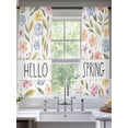 thumbnail image 2 of Spring Floral Sheer Curtains 63 Inch Length 2 Panels Set Window Treatments, Colorful Flowers Elegant Pastoral Rod Pocket Semi Curtains for Living Room/Bedroom/Kitchen Décor, 104"W x 63"L, 2 of 7
