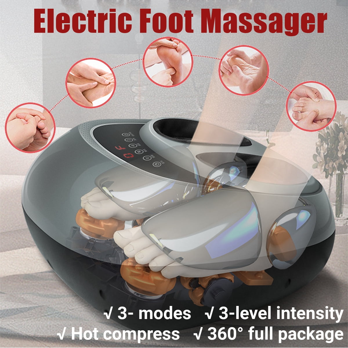 Foot Massager Machine with Heat, Shiatsu Deep Kneading