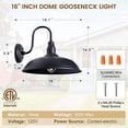 thumbnail image 2 of GOALPLUS 16 Inch Dome Barn Light for Porch, Large Gooseneck Outdoor Light Fixture with Wall Mount, Black Exterior Wall Sconce Lamp for Farmhouse Garage Door, 2 of 9