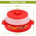 thumbnail image 6 of Microwave Food Splatter Cover & Base Mat,10.5 Inch Large Plastic & Silicone Vented Collapsible Guard Lid, Plate Holder & Kitchen Colander for Meal (Red), 6 of 14