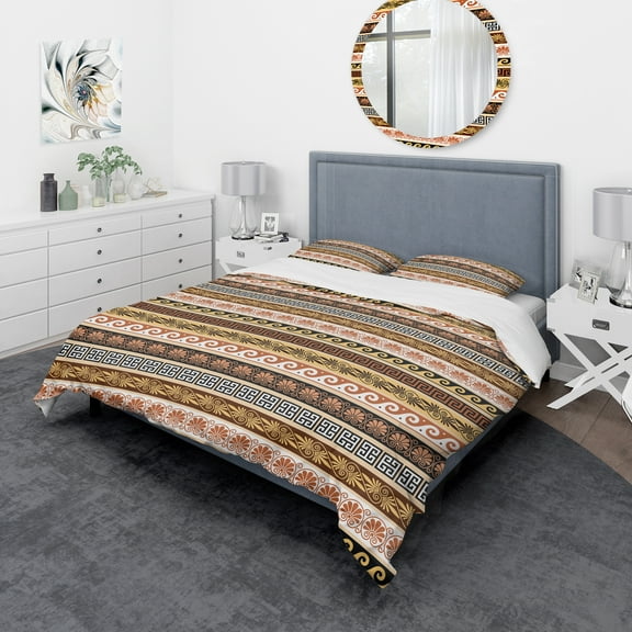Designart 'Ancient Greek Patterns' Abstract Duvet Cover Set
