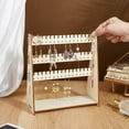 thumbnail image 3 of 3 Tier Wooden Earring Display Stands Earring Display Rack Earrings Holder Organizer Wood Jewelry Display Stand Necklace Storage Rack for Counter Tabletop Display Supplies, 3 of 5