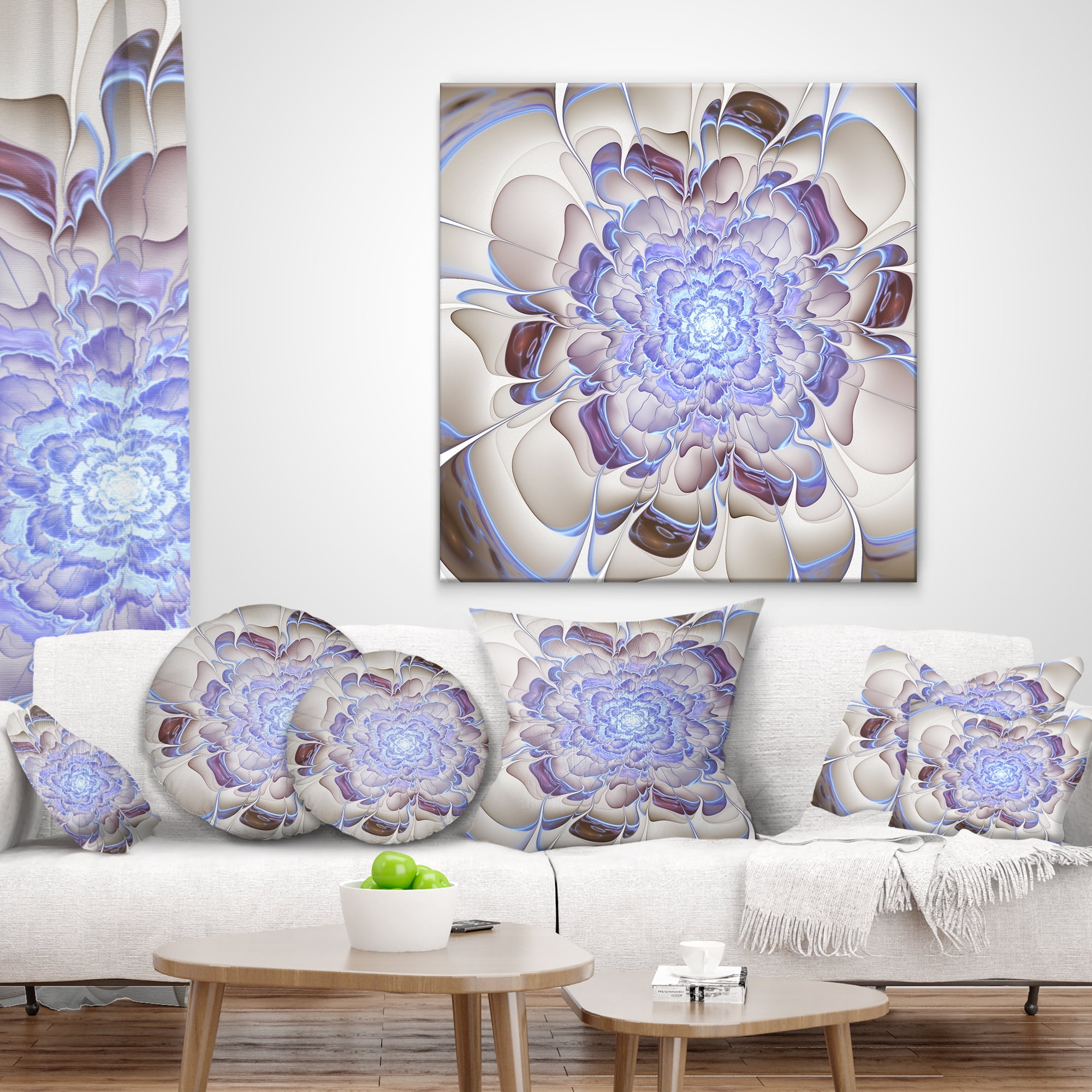 Designart 18" x 18" Blue Polyester Throw Pillow