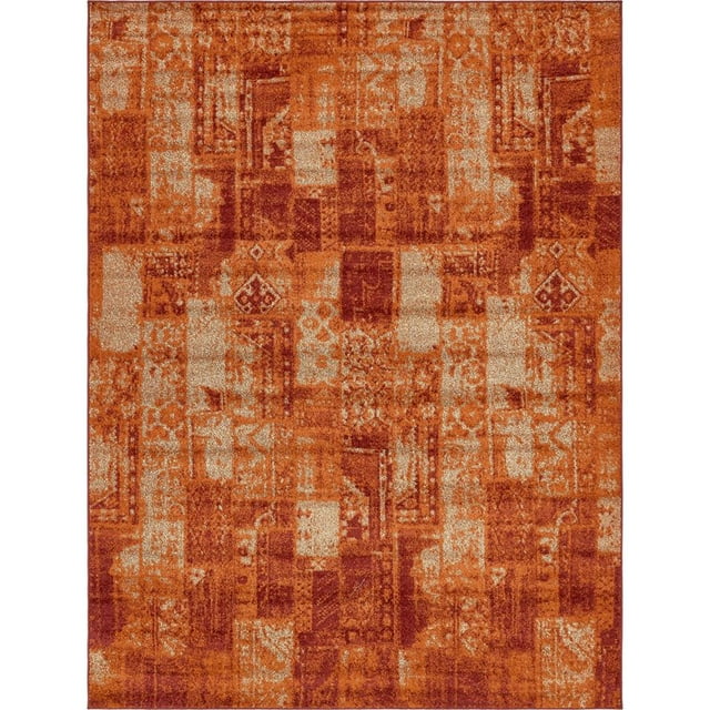Unique Loom Tapis d'Automne Rustique 9' x 12' Rectangulaire en Terre Cuite / Burgundy