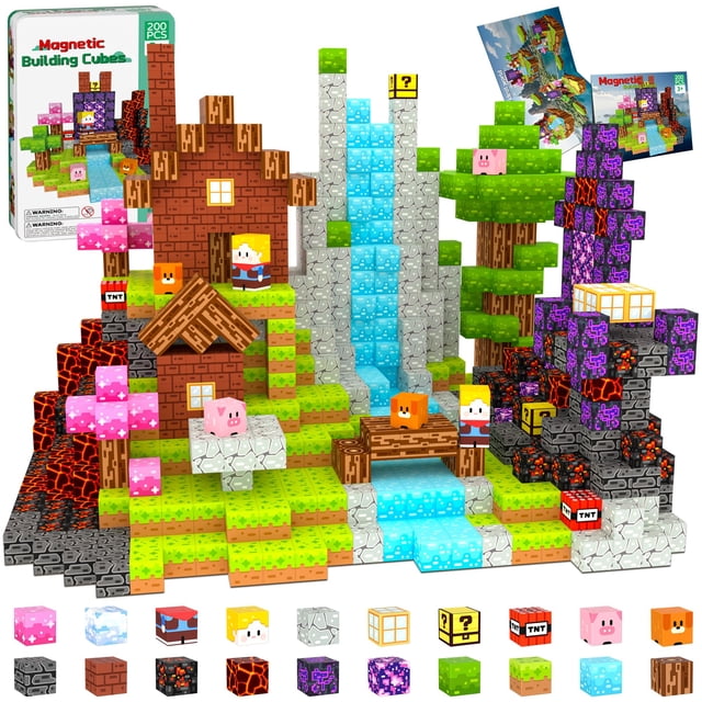 Juego de Bloques Magnéticos OUGUI 200 Piezas para Construcción STEM