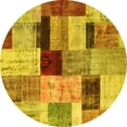 thumbnail image 1 of Ahgly Company Machine Washable Indoor Round Patchwork Yellow Transitional Area Rugs, 3' Round, 1 of 4