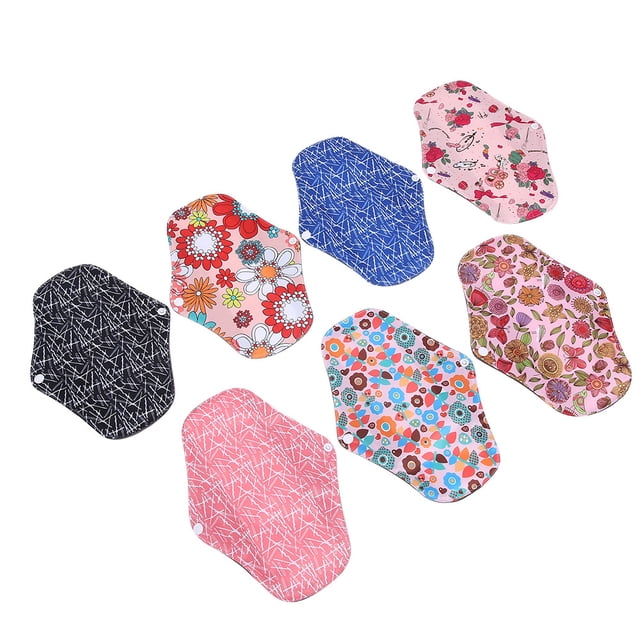 Menstrual Pads, Sanitary Pads, Washable Practical Convenient 7Pcs for Women Girls Type B