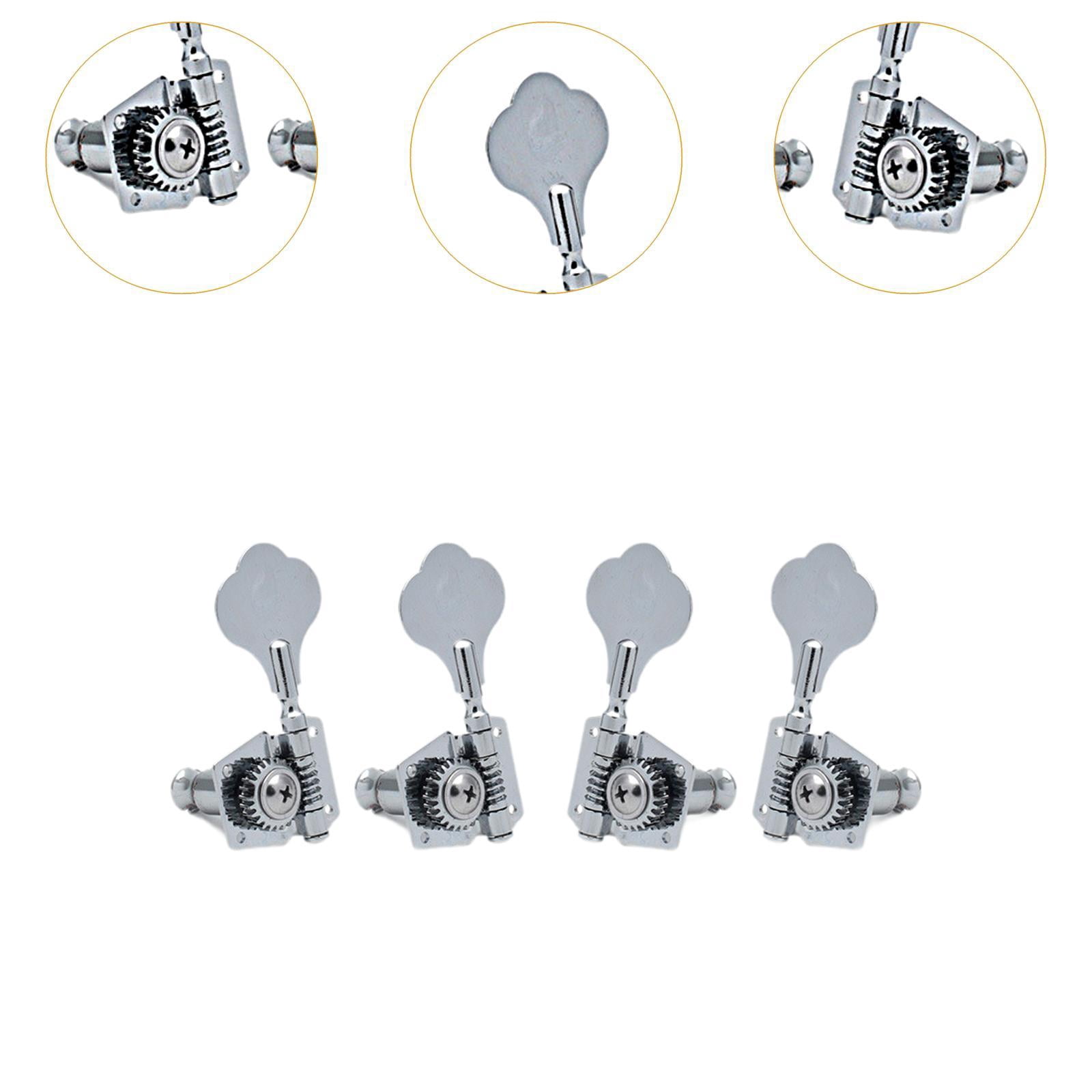 LeeQinersw 4 Pieces Electric Bass Tuning Pegs Machine Heads Professional Replacement Sturdy argent