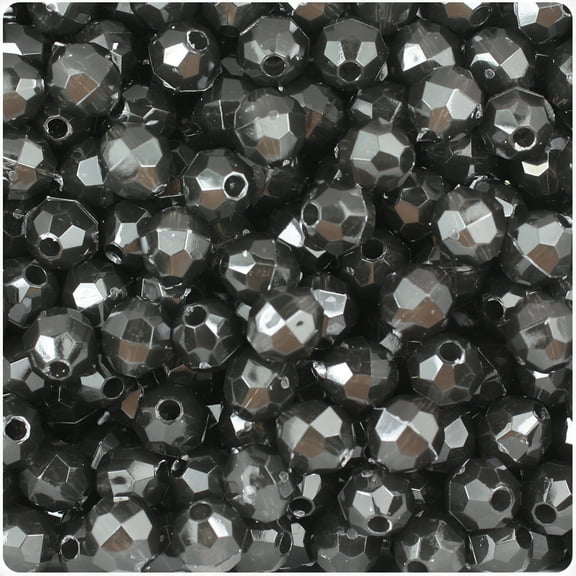 BeadTin Jet Transparent 8mm Faceted Round Craft Beads (450pcs)
