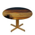thumbnail image 3 of Pirate Ship Round tablecloth with elastic edge, Old Sailboat in Majestic Sunset Scenery Maritime, 3 of 8