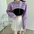 thumbnail image 4 of Yokua Women Long Sleeve Cropped Super-Crop Top Hoodies Sweatshirt Aesthetic Punk, 4 of 20