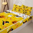 thumbnail image 3 of Homewish Cheerful Halloween Style Zipper Queen Comforter Set with Fitted Sheet and 2 Pillowcases,Witch Hat Skull Pumpkin Candy Spider Pattern Zipper Bedding Set,Halloween Reversible,4 Pieces, 3 of 7