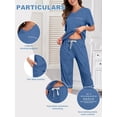 thumbnail image 5 of EA'S SECRET 100% Cotton Women Pajamas Set Soft Sleepwear Pjs 2 Piece Sleepwear With Pockets Capri Pants Summer(Azure,XL), 5 of 7