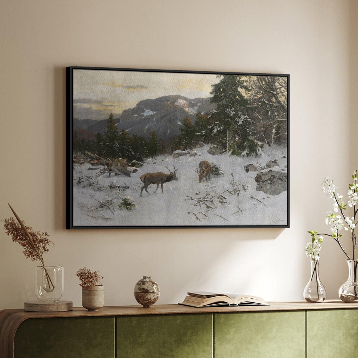 Vintage Landscape-CLXII By Wexford Home Framed in Black Wood Gallery Wrapped Canvas 17 in. x 25 in.