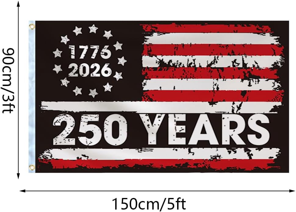 250th Anniversary Flag 3 x 5 Ft Eagle Outdoor Flag with Durable Canvas Header and Brass Grommets Decor for Outdoor Front Door Porch Wall (250 Years)