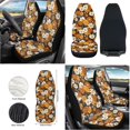 thumbnail image 3 of KUIFORTI Car Interior Cover 12 Pcs Car Seat Covers for SUV, Truck, Sedan, Easy to Install Steering Wheel Cover, Rearview Mirror Cover, Seatbelt Cushion, Trash Bag, Flower Car Accessories for Women, 3 of 7