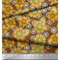 thumbnail image 2 of Soimoi Japan Crepe Satin Fabric Leaves & Floral Clip Art Print Fabric by The Yard 42 Inch Wide, 2 of 3