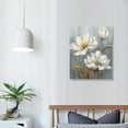 thumbnail image 3 of COMIO  White Flower Wall Art Blooming Floral with Gold Foil Canvas Print Wall Art The Picture for Living Room Bedroom Contemporary Wall Painting Decoration Modern Abstract Artwork, 3 of 4