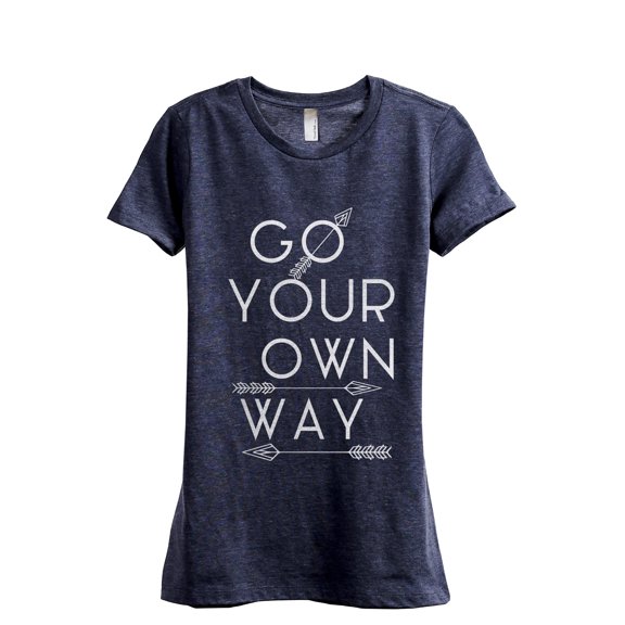 Go Your Own Way Women's Fashion Relaxed T-Shirt Tee Heather Navy Medium