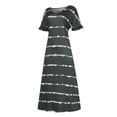 thumbnail image 3 of Honeeladyy Women Fashion Short Sleeve Causal Stripe Print V-Neck Pullover Loose Dress Women's exquisite dresses, 3 of 6