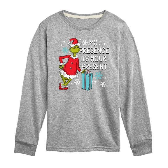 Dr. Seuss The Grinch - Christmas - My Presence Is Your Present - Toddler & Youth Long Sleeve Graphic T-Shirt