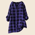 thumbnail image 2 of vigerkar Womens Plaid Shirts Oversized Button Down Shirts Long Sleeve Cotton Checkered Casual Blouse Top (Dark Purple, 3XL), 2 of 4