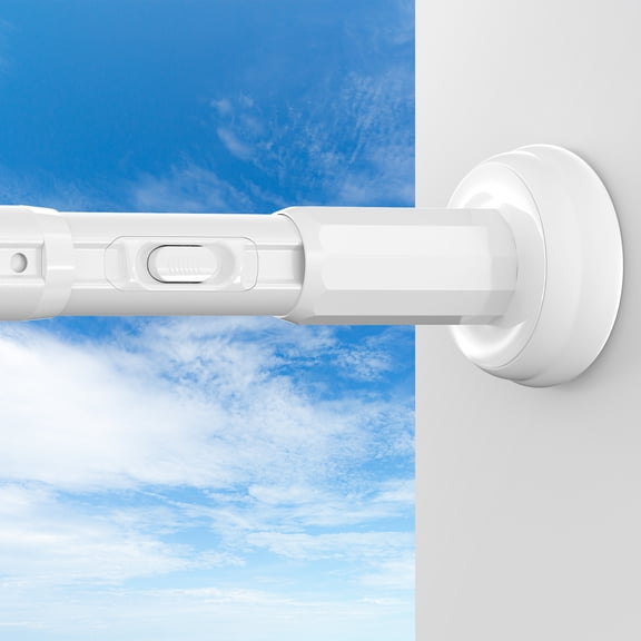 GIRACOA Heavy Duty Push Button Curtain Rod 28mm - No Drill Adjustable Shower & Window Curtain Rod, Rustproof Carbon Steel Spring Loaded Rod for Bathroom, Room Divider (White, 39-86")