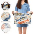 thumbnail image 5 of Yayeee Foldable Storage Basket for Shelves with Handles Waterproof Cloth Bins, Blue Sardines Pattern, 5 of 7