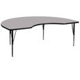 thumbnail image 1 of 48''W x 72''L Kidney Grey Thermal Laminate Activity Table - Height Adjustable Short Legs, 1 of 3